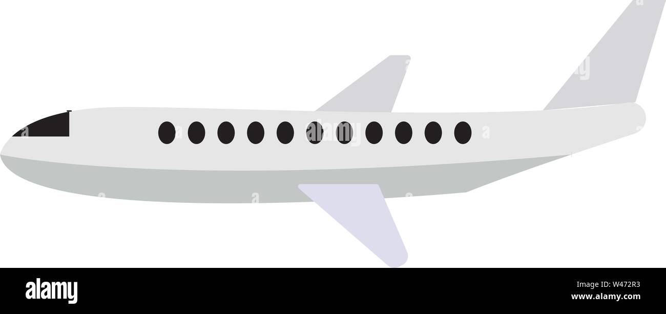 White air plane, illustration, vector on white background. Stock Vector