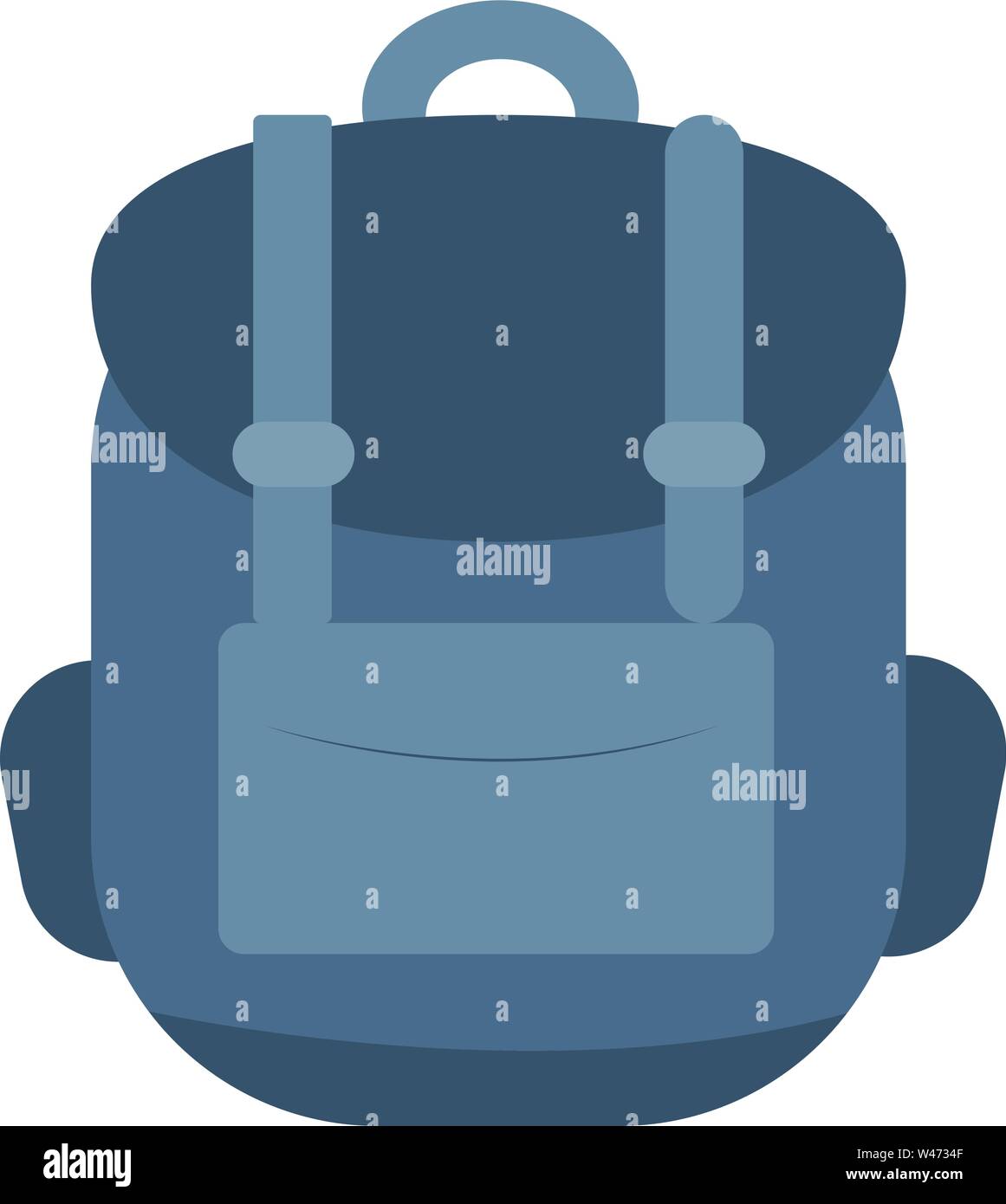 Blue backpack, illustration, vector on white background. Stock Vector