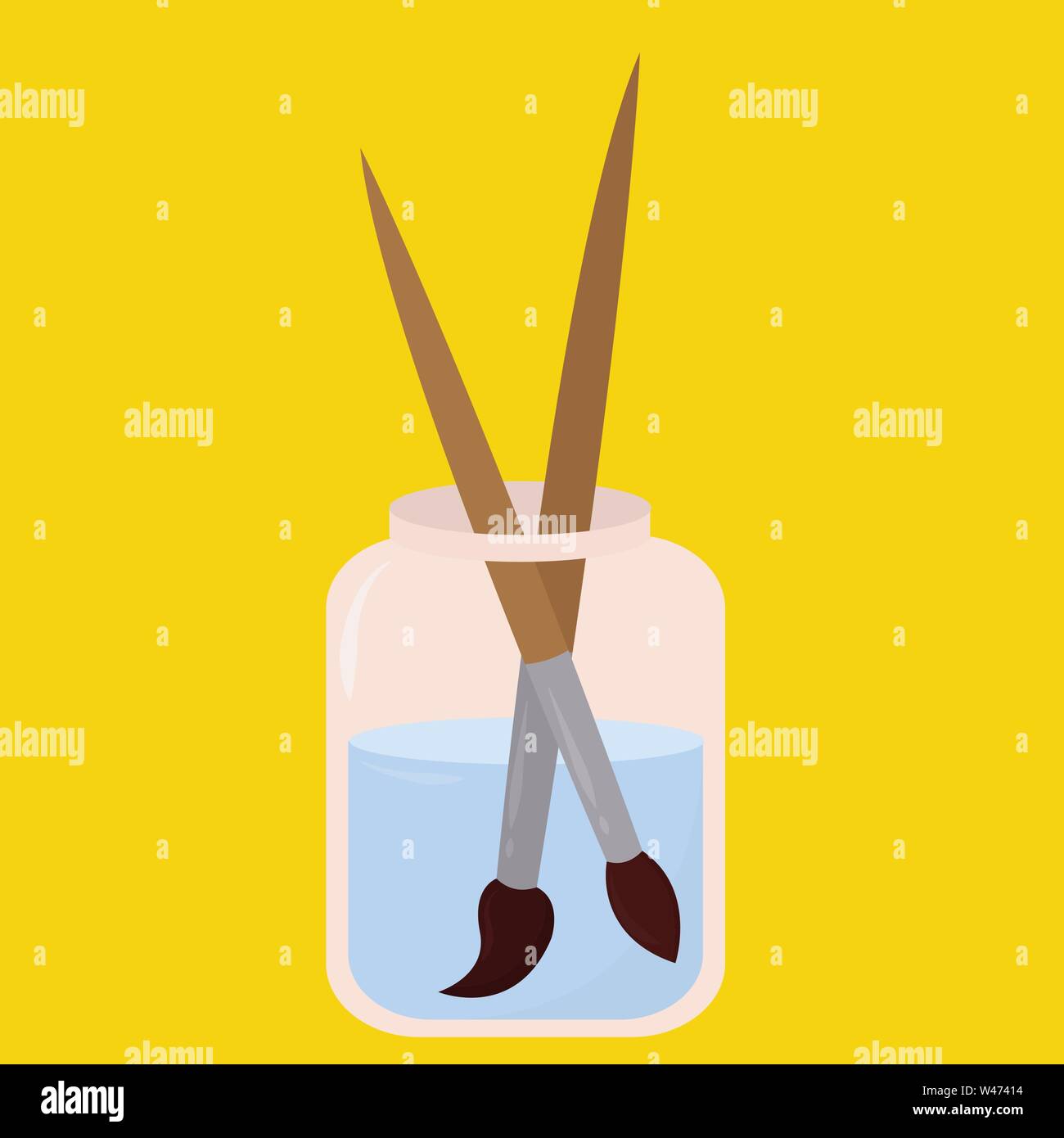 Brushes in glass, illustration, vector on white background. Stock Vector