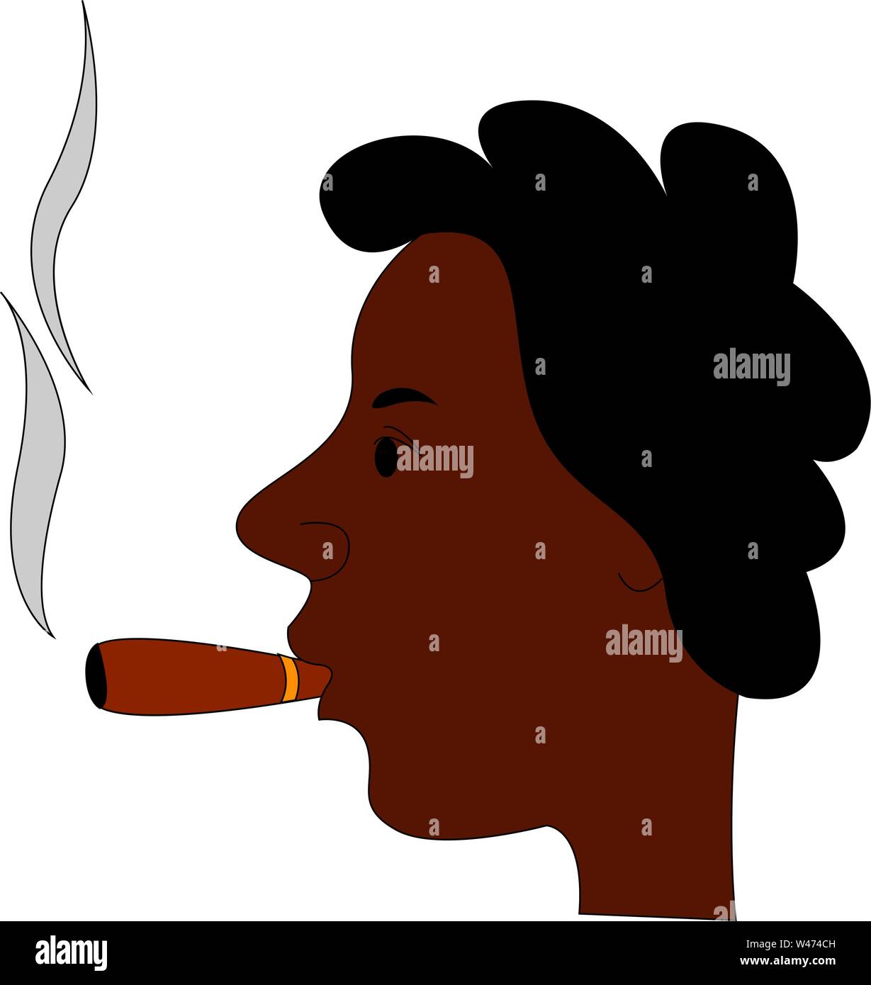 Man smoking cigar, illustration, vector on white background. Stock Vector