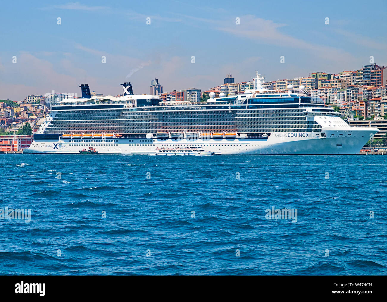 Istanbul, Turkey - 05/28/2010: Large cruise ship named 'Celebrity EQUINOX' at Istanbul coast, Turkey. Stock Photo