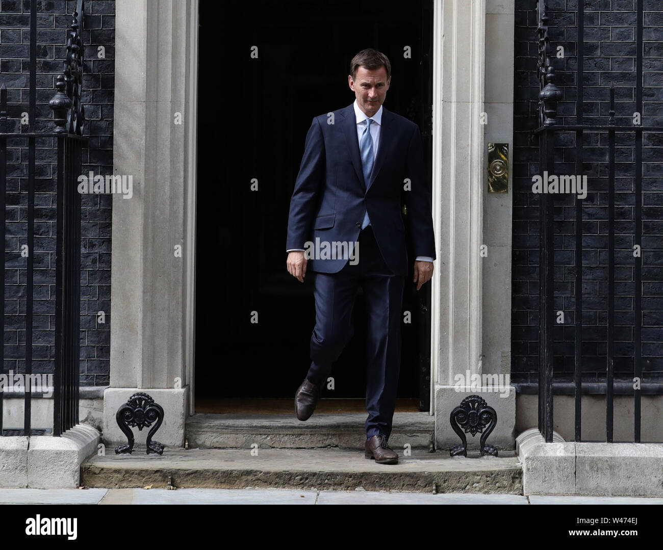 Foreign Secretary Jeremy Hunt leaves Downing Street, London, following a meeting held over British oil tanker Stena Impero which was captured in Iranian waters whilst en route to Saudi Arabia. Stock Photo