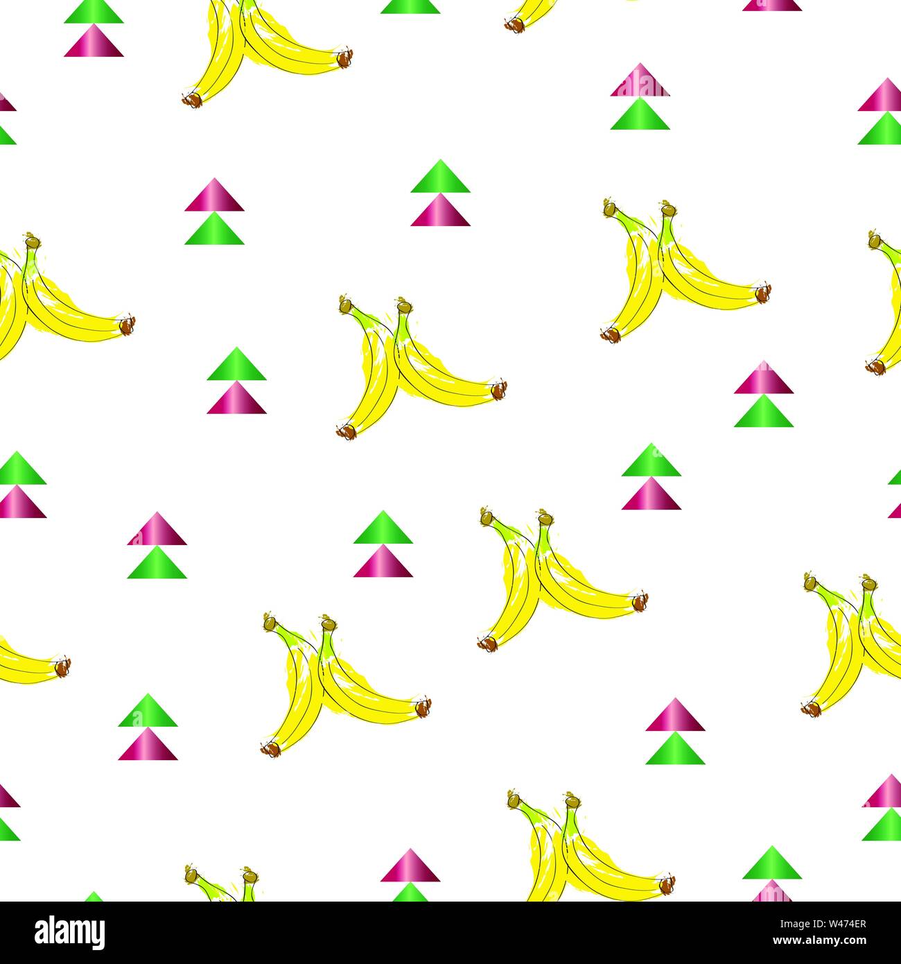 seamless pattern with bananas vector on white background - summer theme ...