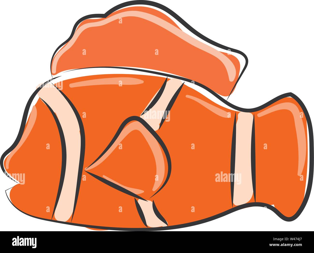 Clown fish, illustration, vector on white background. Stock Vector