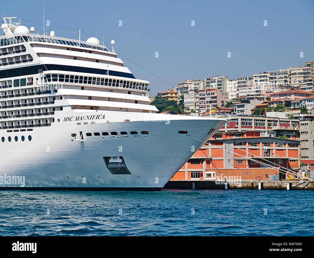 Istanbul, Turkey - 05/26/2010: Large cruise ship named 'MSC MAGNIFICA' at Istanbul coast, Turkey. Stock Photo