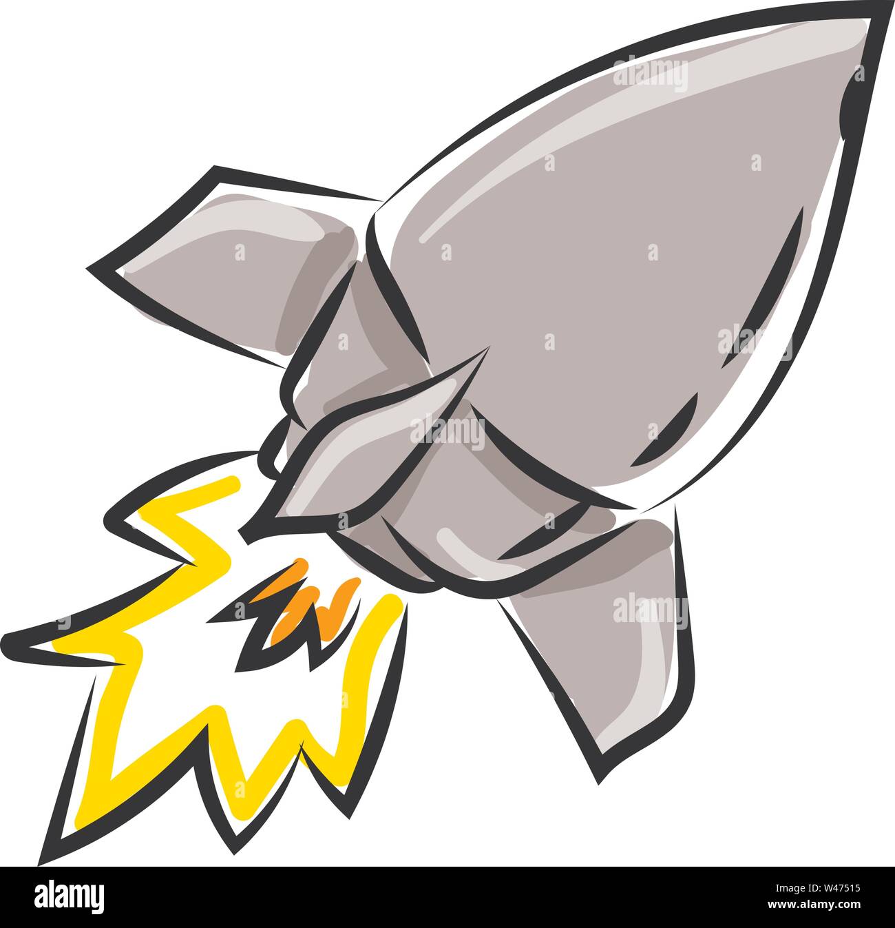 Flying rocket, illustration, vector on white background Stock Vector ...