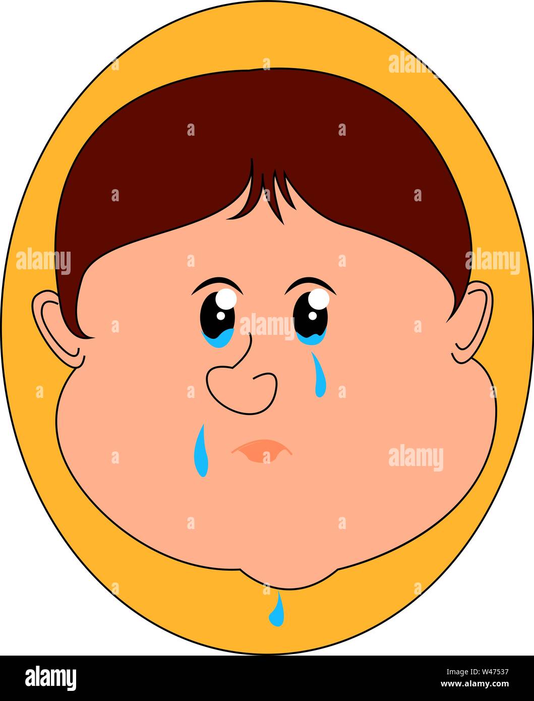 Crying boy, illustration, vector on white background. Stock Vector