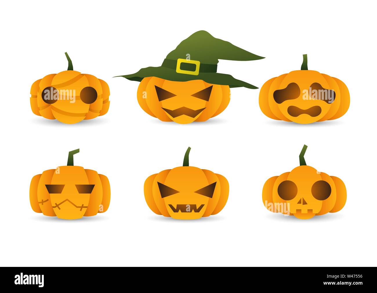 Halloween Pumpkin Cute Cartoon Set Vector Illustration Stock Vector Halloween pumpkin cute cartoon set vector illustration stock vector