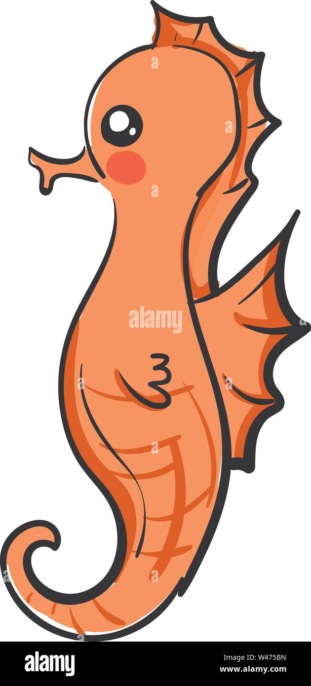 Cute seahorse, illustration, vector on white background. Stock Vector