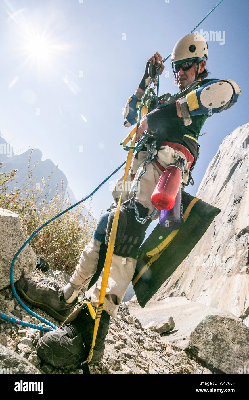 Adaptive climber Wayne Willoughby has climbed 40+ big walls Stock Photo