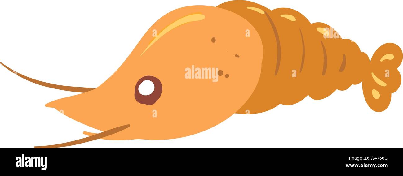 Yellow shrimp, illustration, vector on white background. Stock Vector