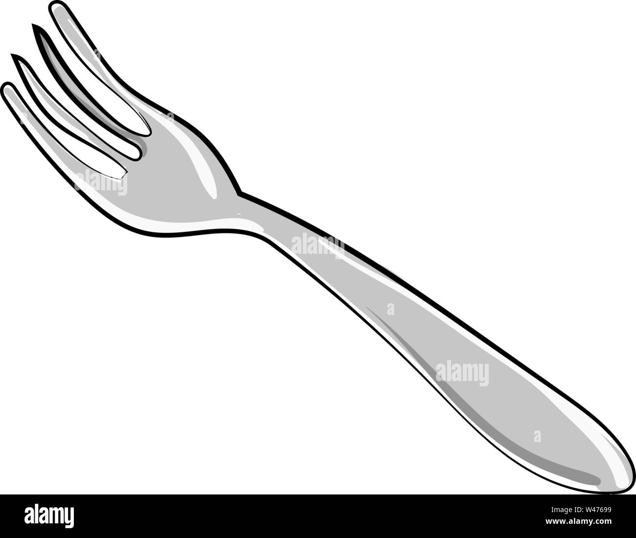 Fork drawing, illustration, vector on white background Stock Vector
