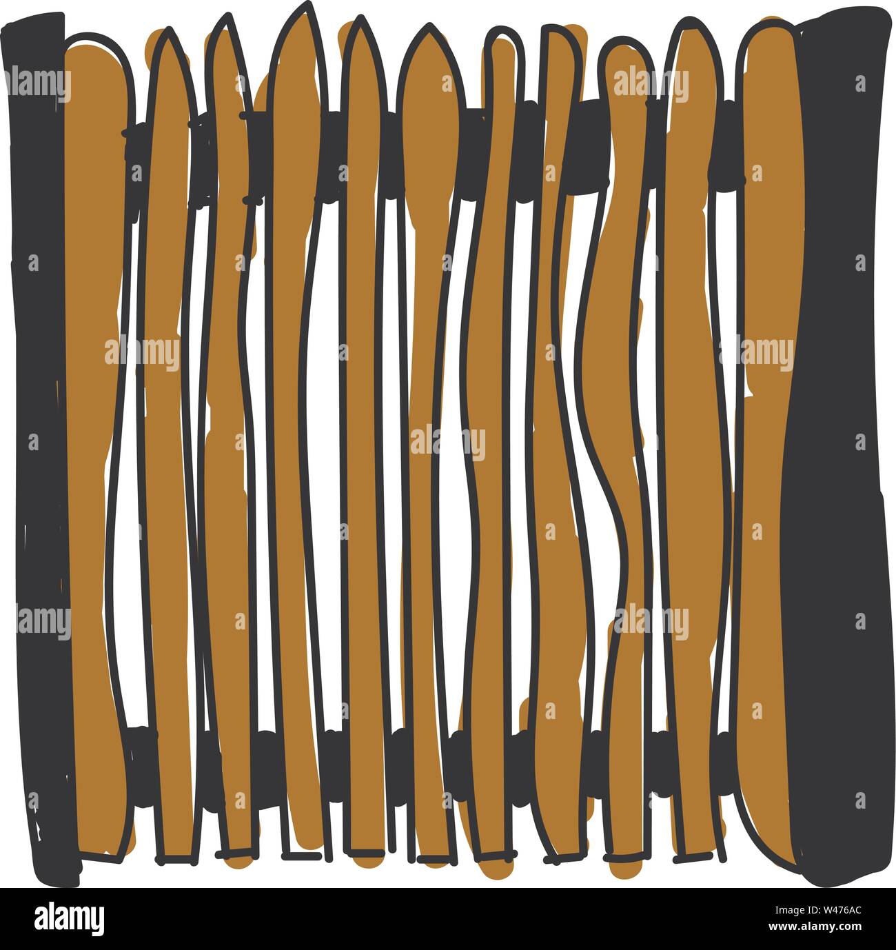 Wooden gate, illustration, vector on white background. Stock Vector