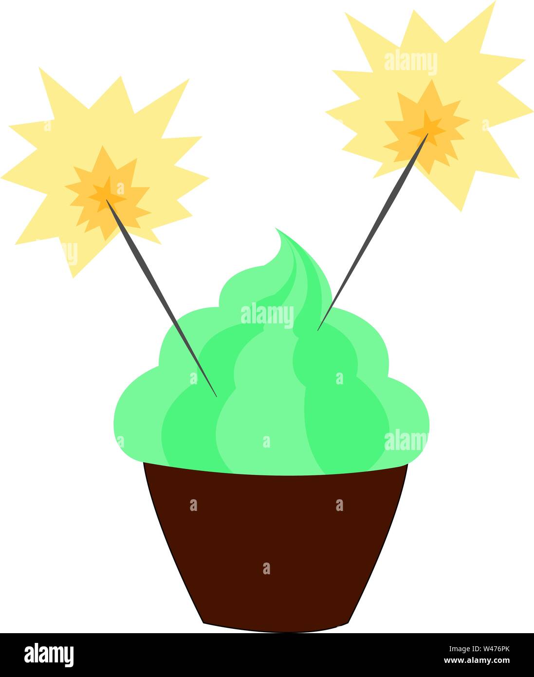 Green cupcake, illustration, vector on white background. Stock Vector