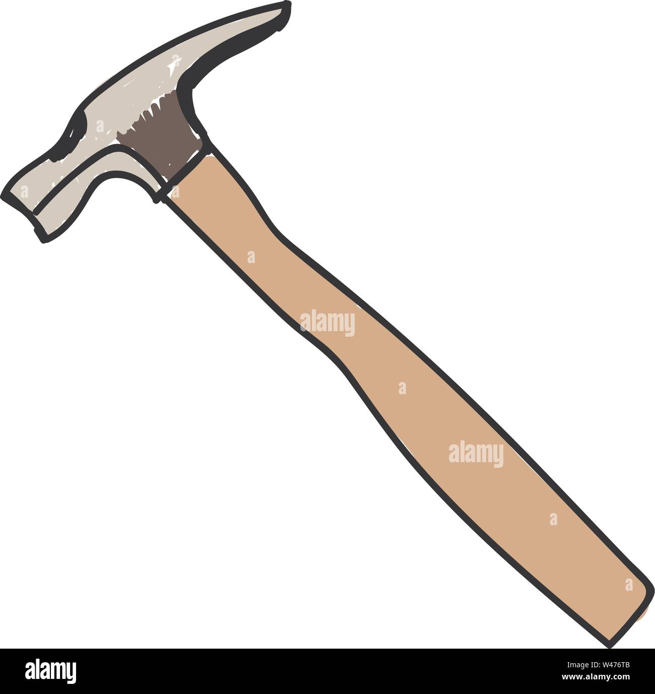 Hammer drawing, illustration, vector on white background Stock Vector