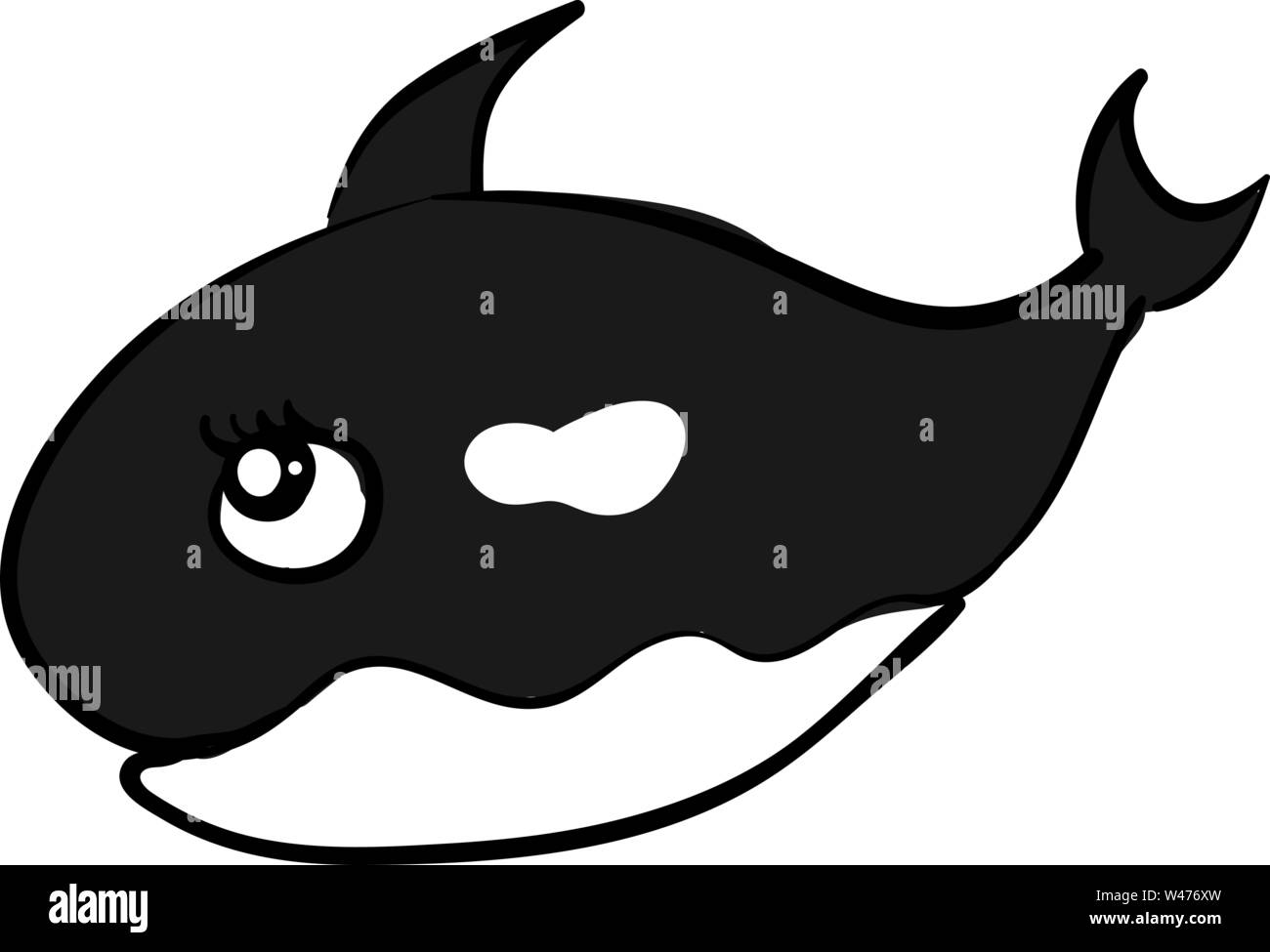 Happy killer whale, illustration, vector on white background Stock ...