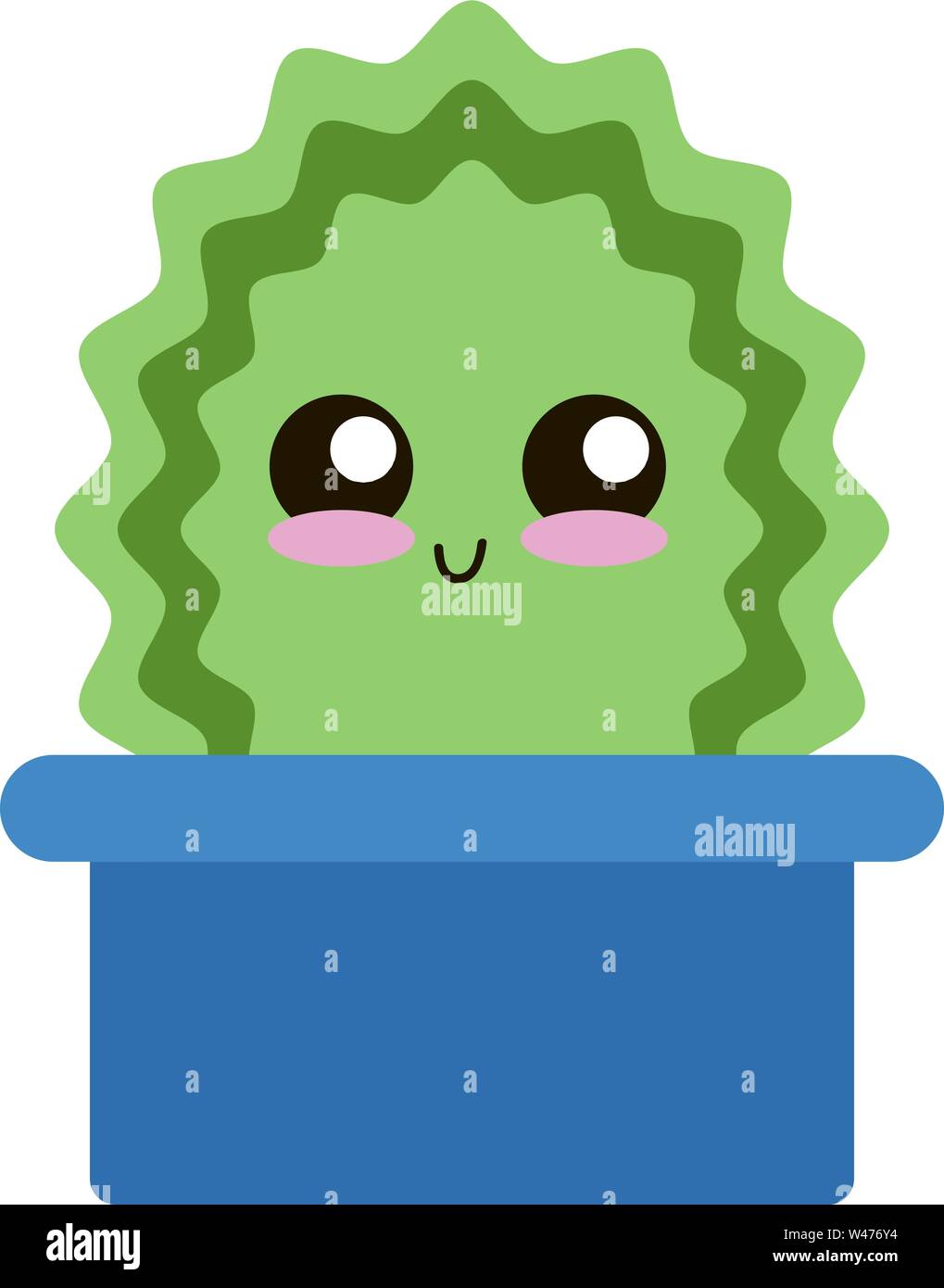 Cute green cactus in pot, illustration, vector on white background ...