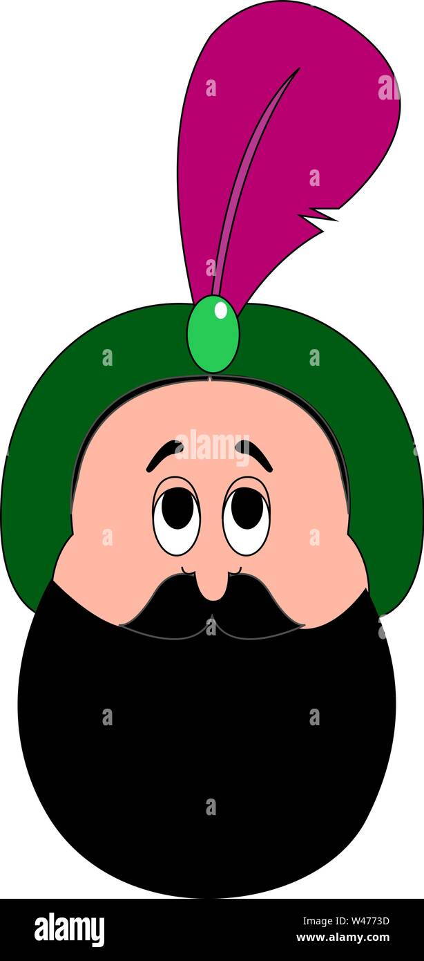 Man with green hat, illustration, vector on white background Stock