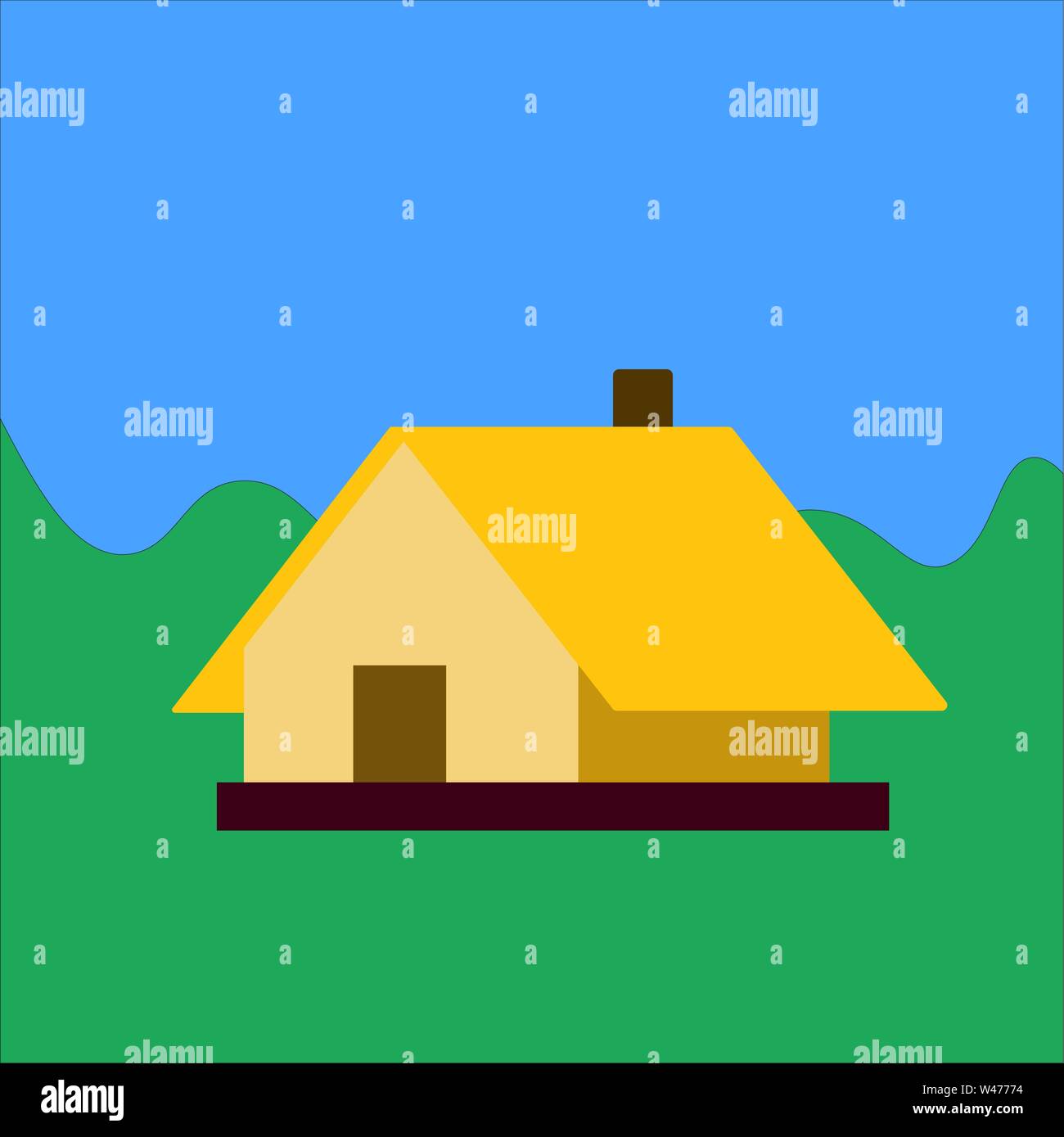 Yellow house, illustration, vector on white background Stock Vector