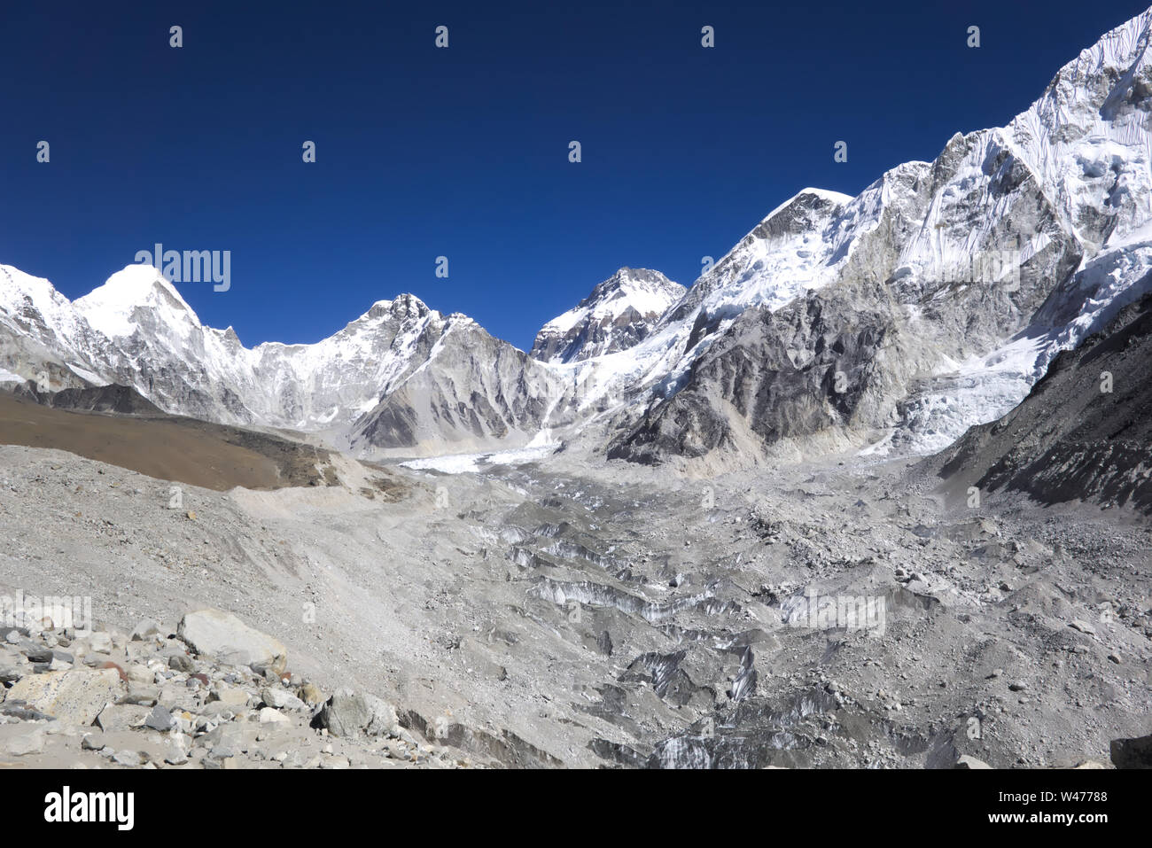 Khumbu glacier, overlooking Everest base camp, Nepal Stock Photo