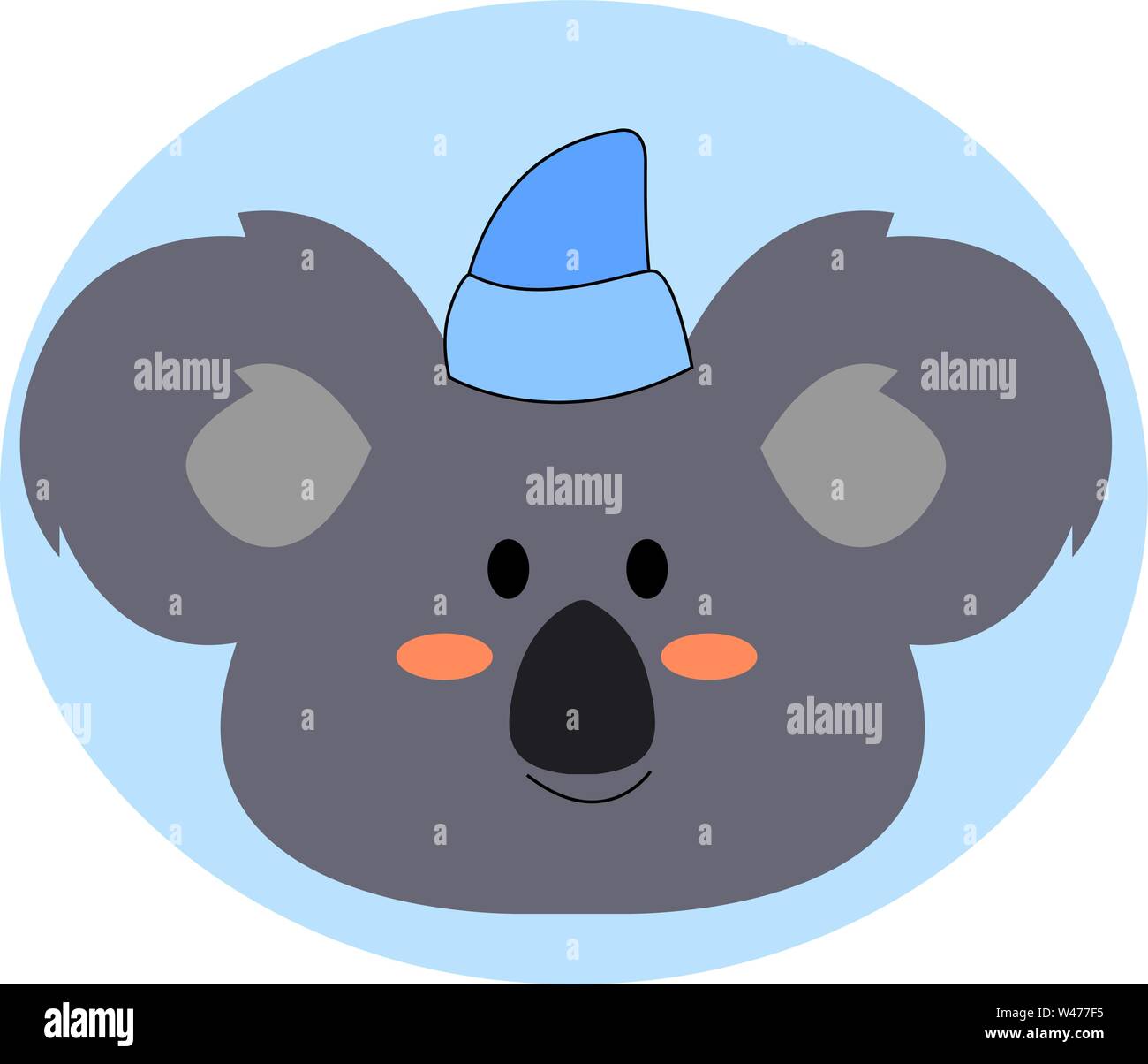 Koala with sleeping hat, illustration, vector on white background. Stock Vector