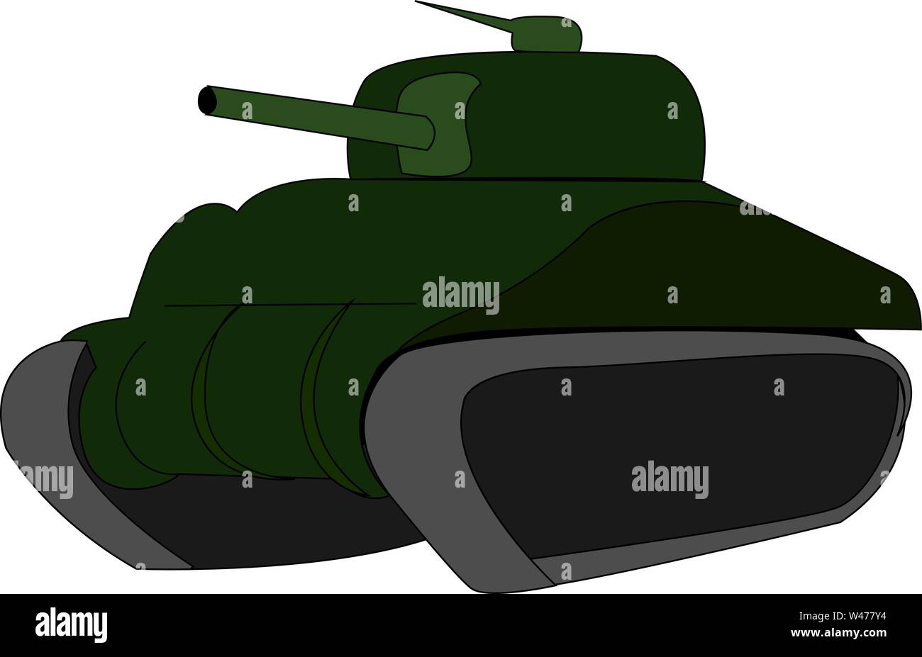 Green tank, illustration, vector on white background. Stock Vector