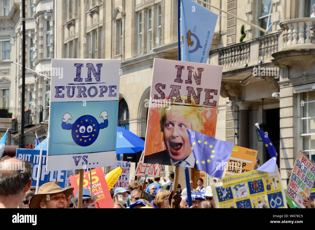 no to boris yes to europe march for change london july 20th 2019 Stock