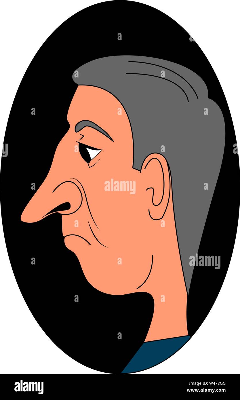 Old Man With Big Nose Illustration Vector On White Background