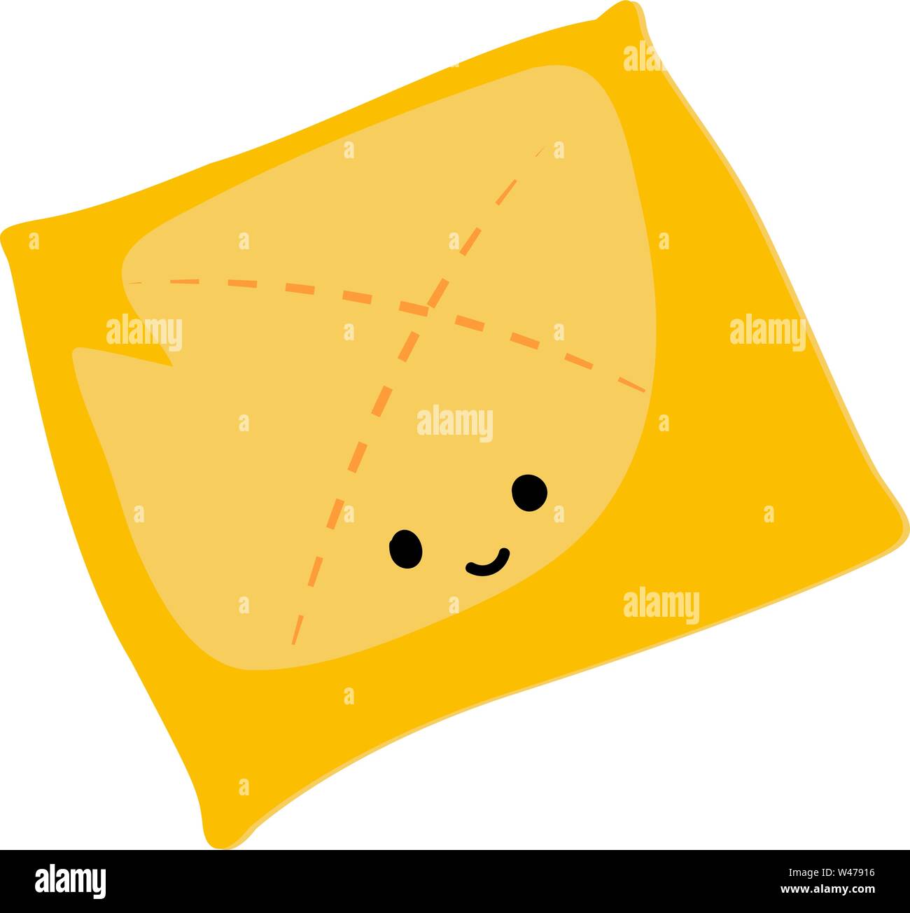 Yellow pillow, illustration, vector on white background. Stock Vector