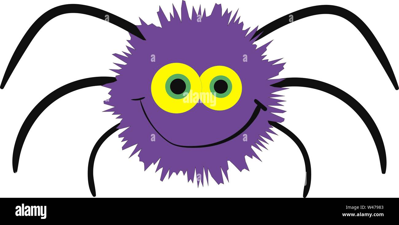Purple spider, illustration, vector on white background. Stock Vector