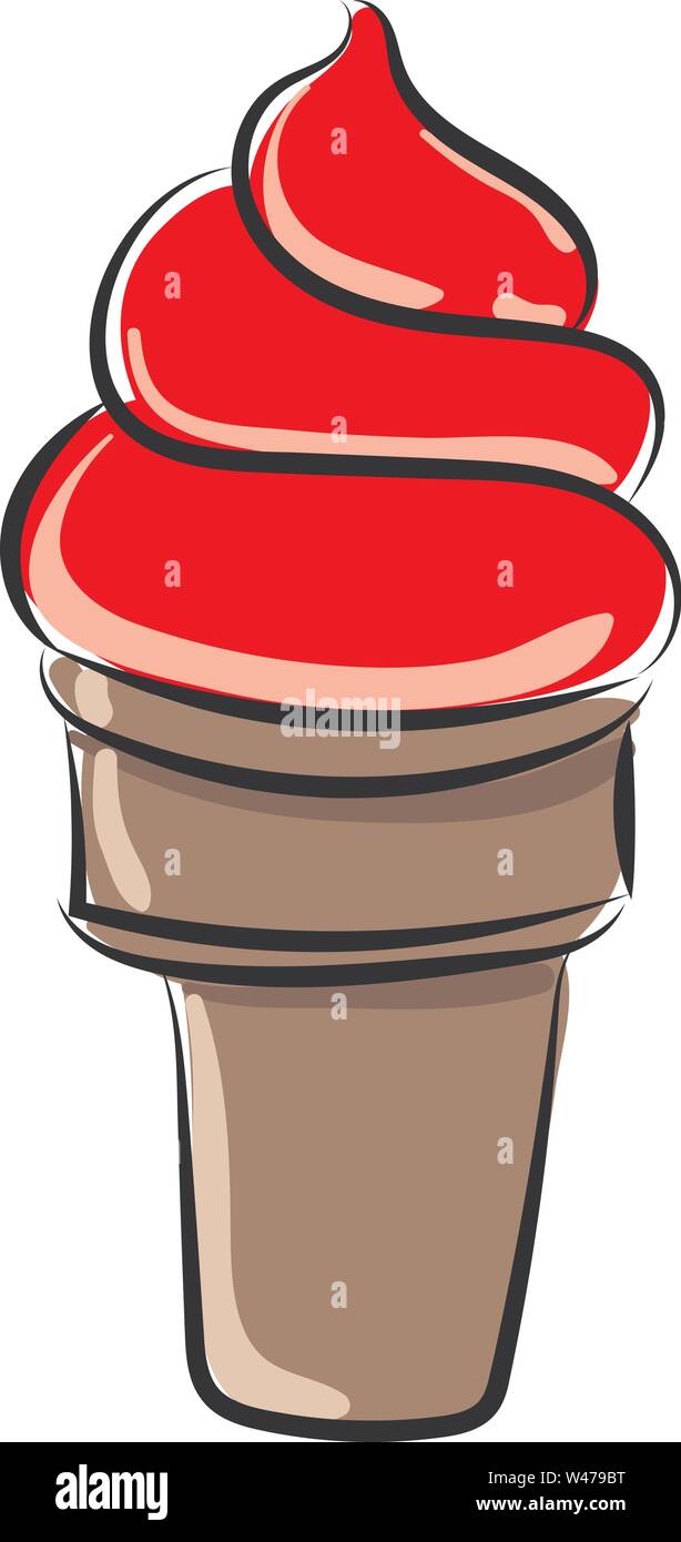 Red ice cream, illustration, vector on white background Stock Vector