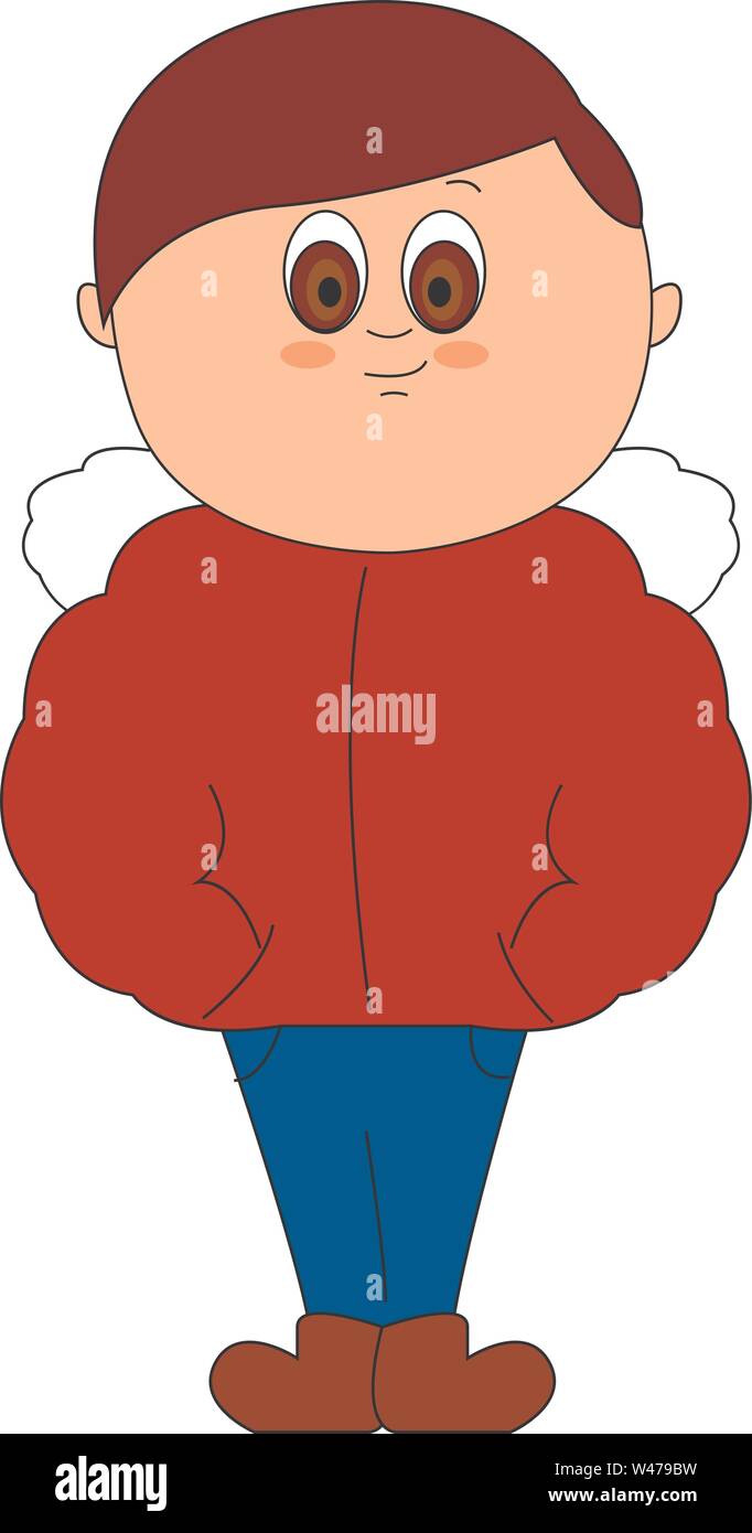 Red jacket, illustration, vector on white background. Stock Vector