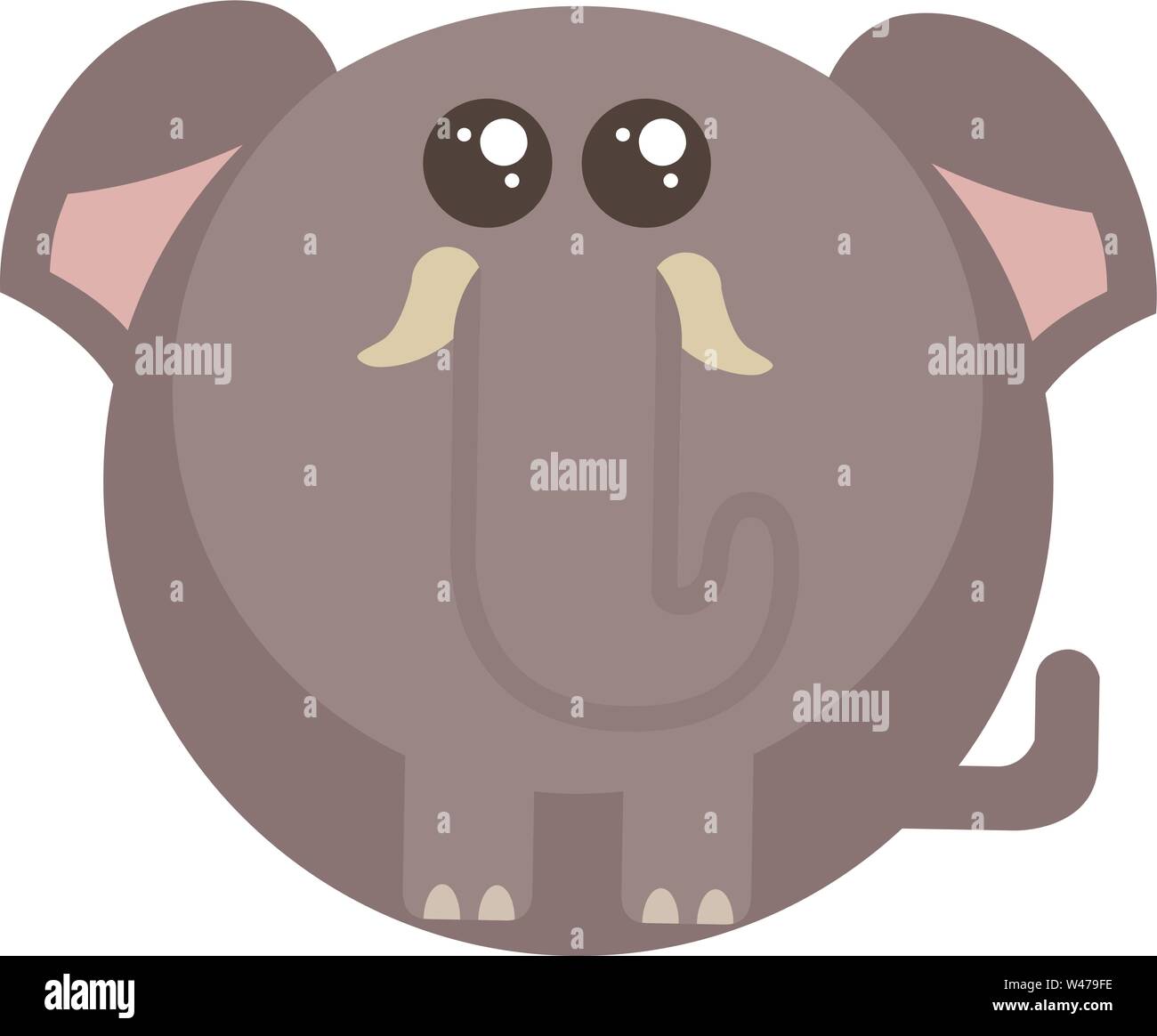 Fat elephant, illustration, vector on white background. Stock Vector