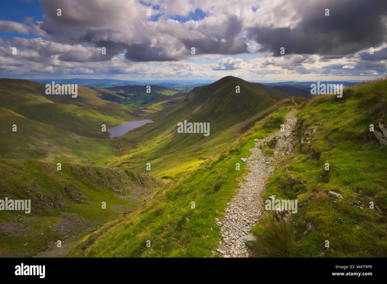 Walking trail above Kentmere Resevoir, the Lake District national park, North England Stock Photo