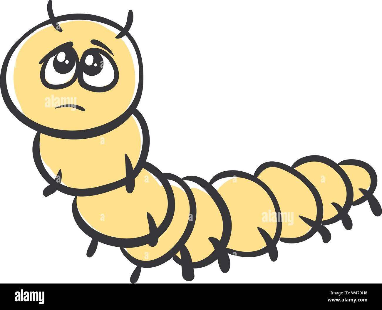 Sad centipede, illustration, vector on white background. Stock Vector