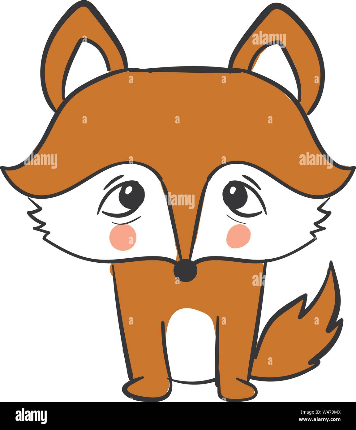 Sad fox, illustration, vector on white background. Stock Vector