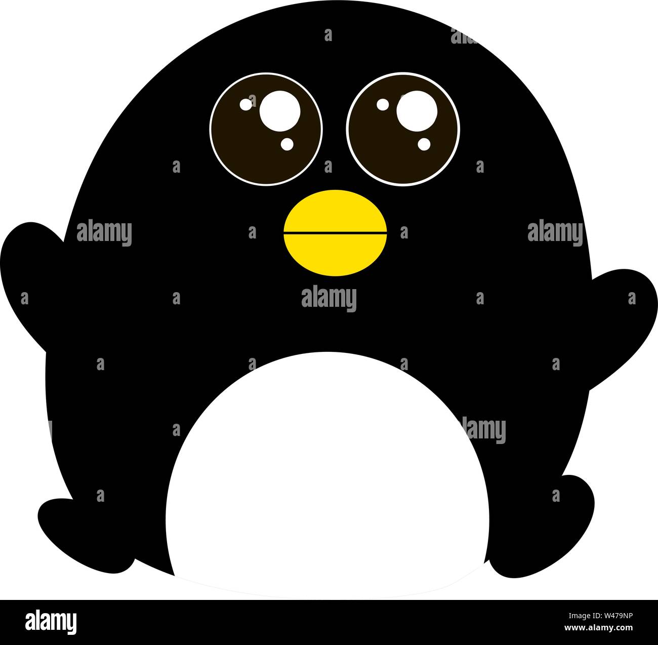Sad penguin, illustration, vector on white background. Stock Vector