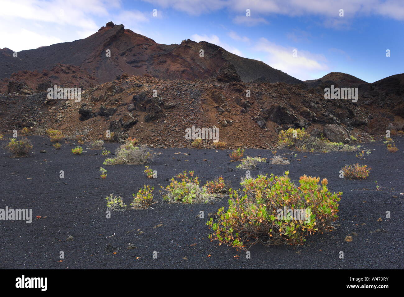 Lava fields and craters of soutern La Palma, Canary islands Stock Photo