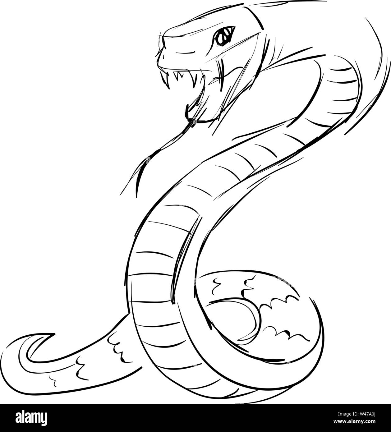 Snake drawing, illustration, vector on white background Stock Vector