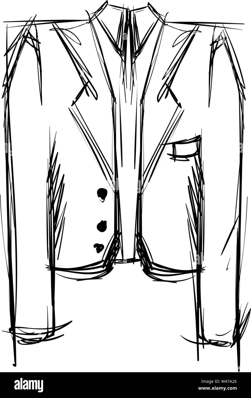 Suit drawing, illustration, vector on white background Stock Vector