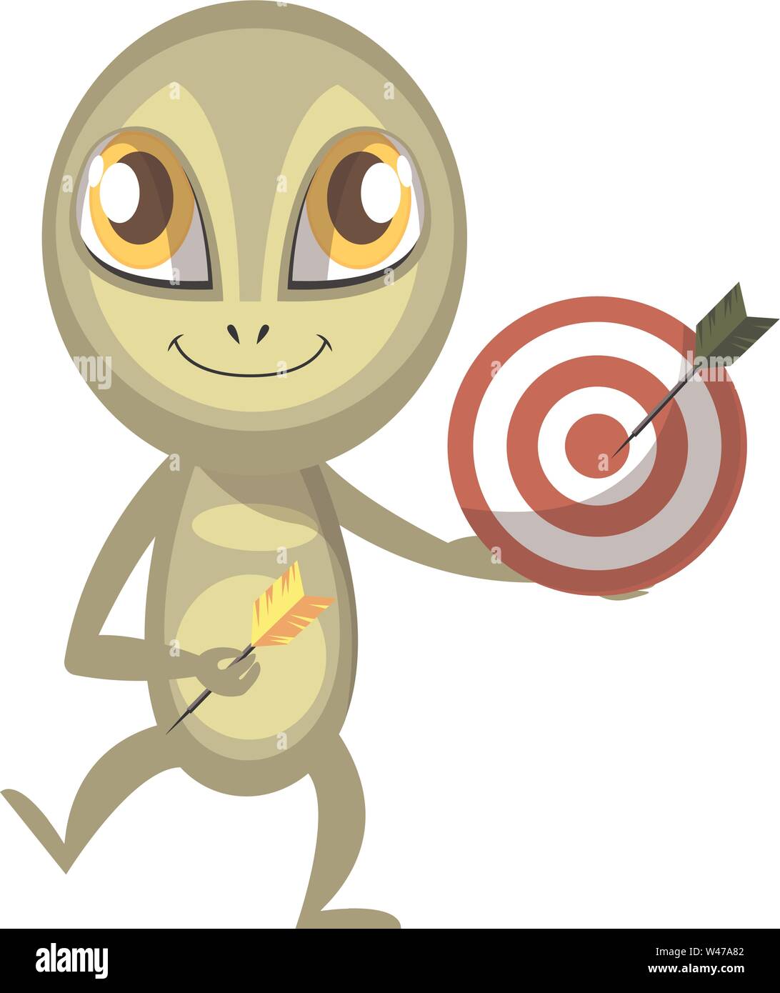 Alien with target, illustration, vector on white background Stock ...