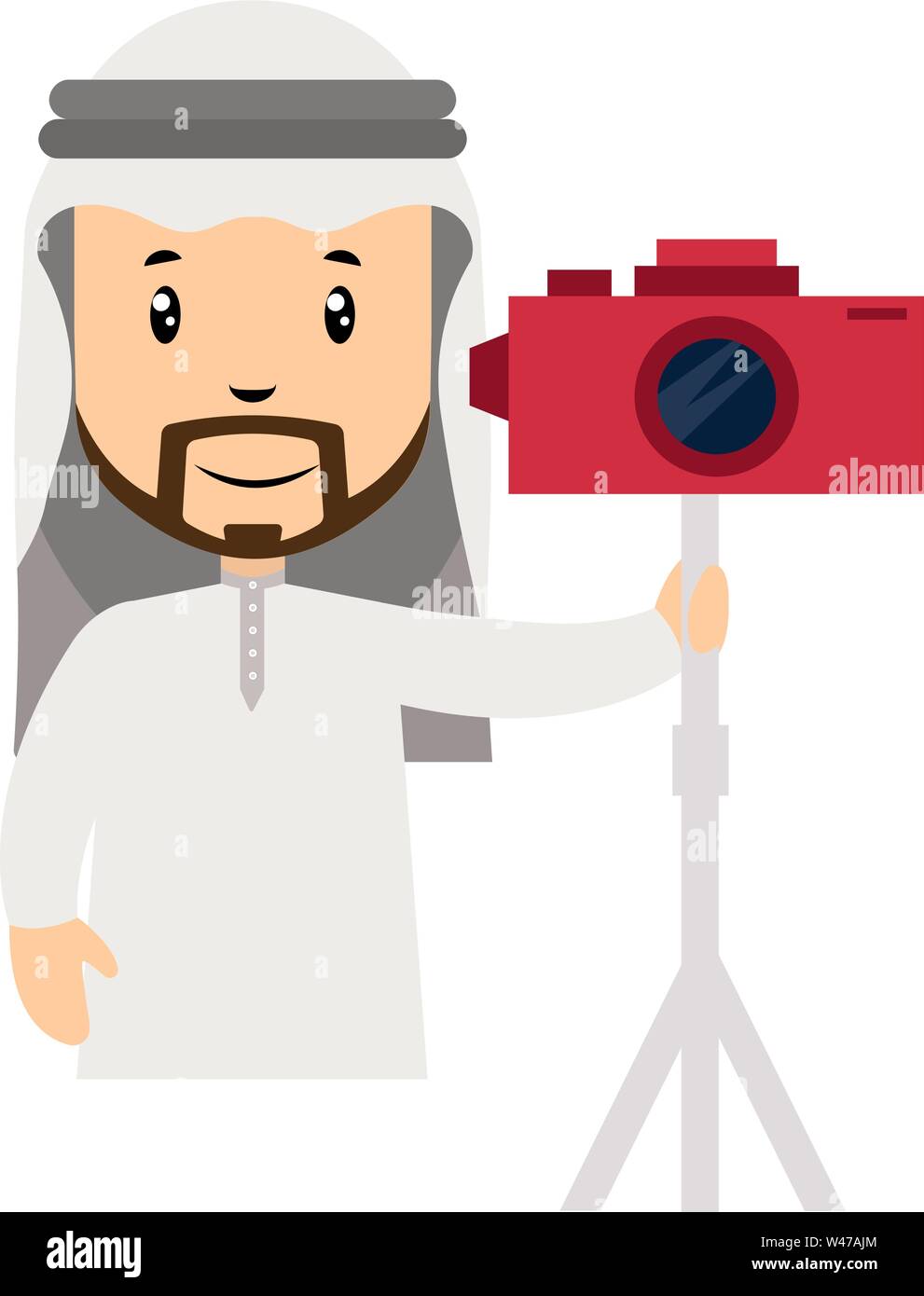 Arab with camera, illustration, vector on white background Stock Vector ...