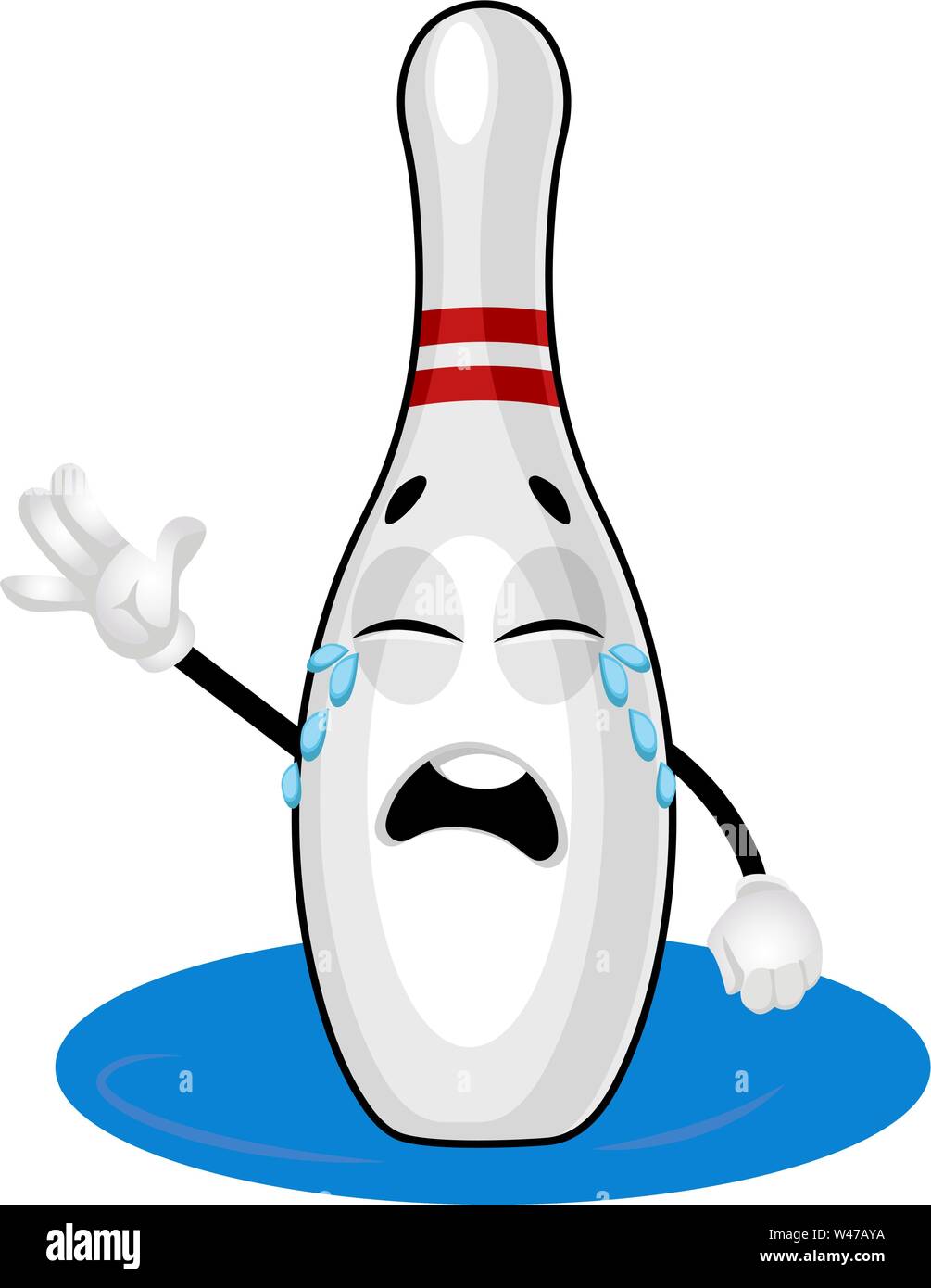 Bowling pin crying, illustration, vector on white background. Stock Vector