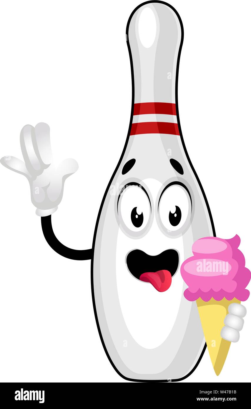 Bowling pin with ice cream, illustration, vector on white background ...