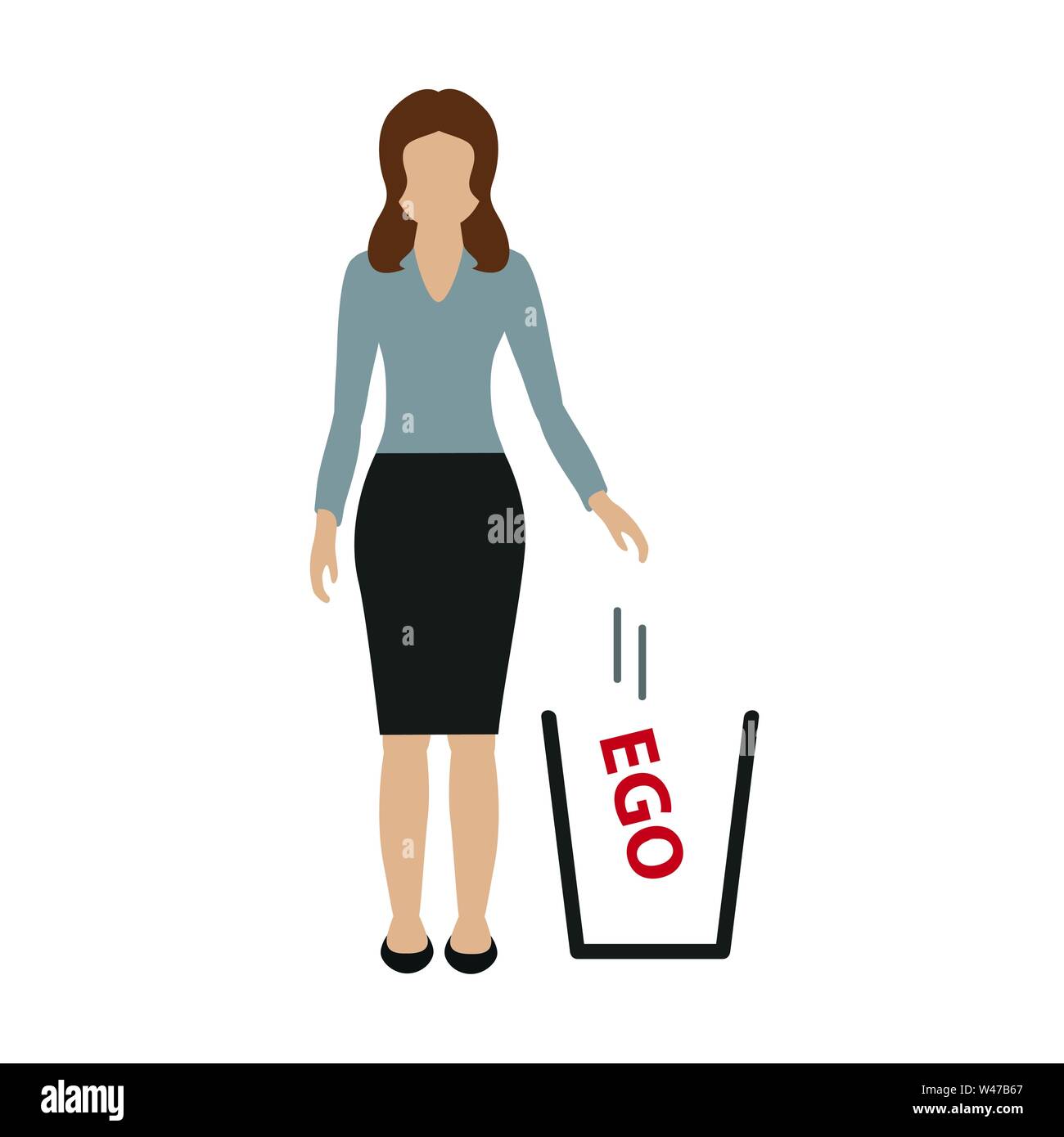 business woman throws ego away vector illustration EPS10 Stock Vector