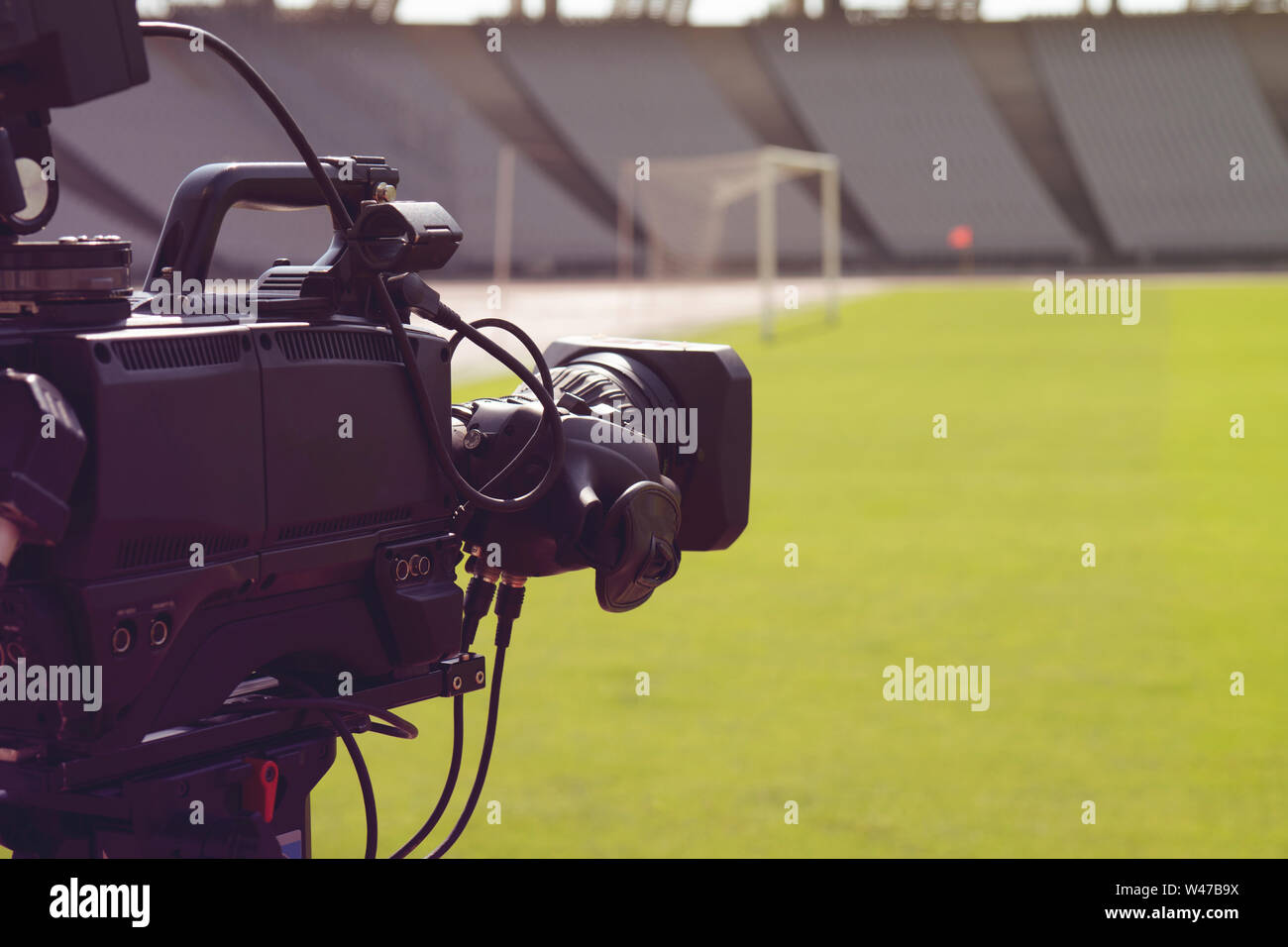 TV camera at the stadium during football matches Stock Photo Alamy