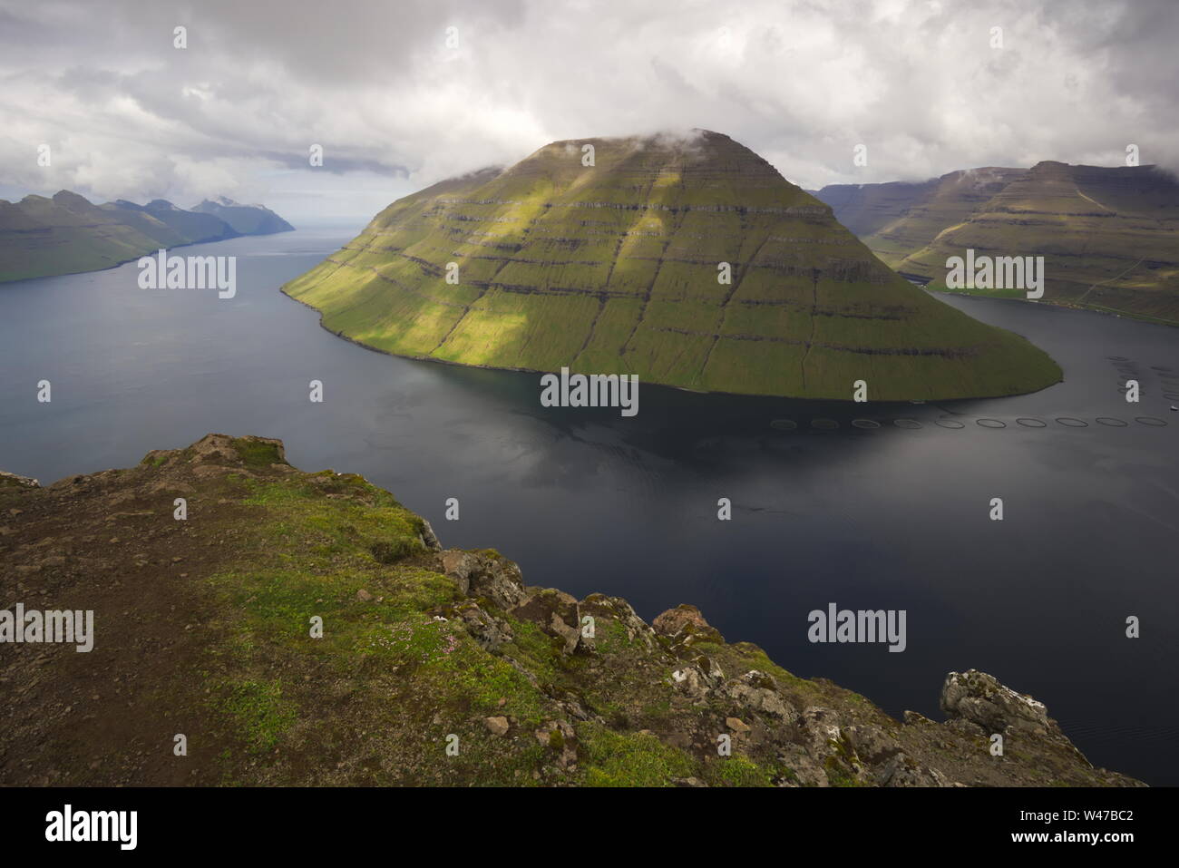 View from Klakkur towards the northeastern isles of the Faroe islands, in summertime Stock Photo