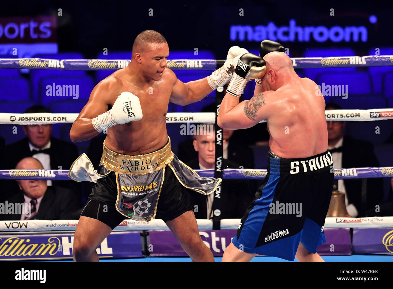 LONDON, UNITED KINGDOM. 20th Jul, 2019. Fabio Wardley vs Mariano Ruben Diaz Strunz - 8 X 3 Mins Heavyweight Contest  during Matchroomboxing presents Dillian Whyte vs Oscar Rivas at The O2 Arena   on Saturday, July 20, 2019 in LONDON, ENGLAND.  (Editorial use only, license required for commercial use. No use in betting, games or a single club/league/player publications.) Credit: Taka G Wu/Alamy Live News Stock Photo