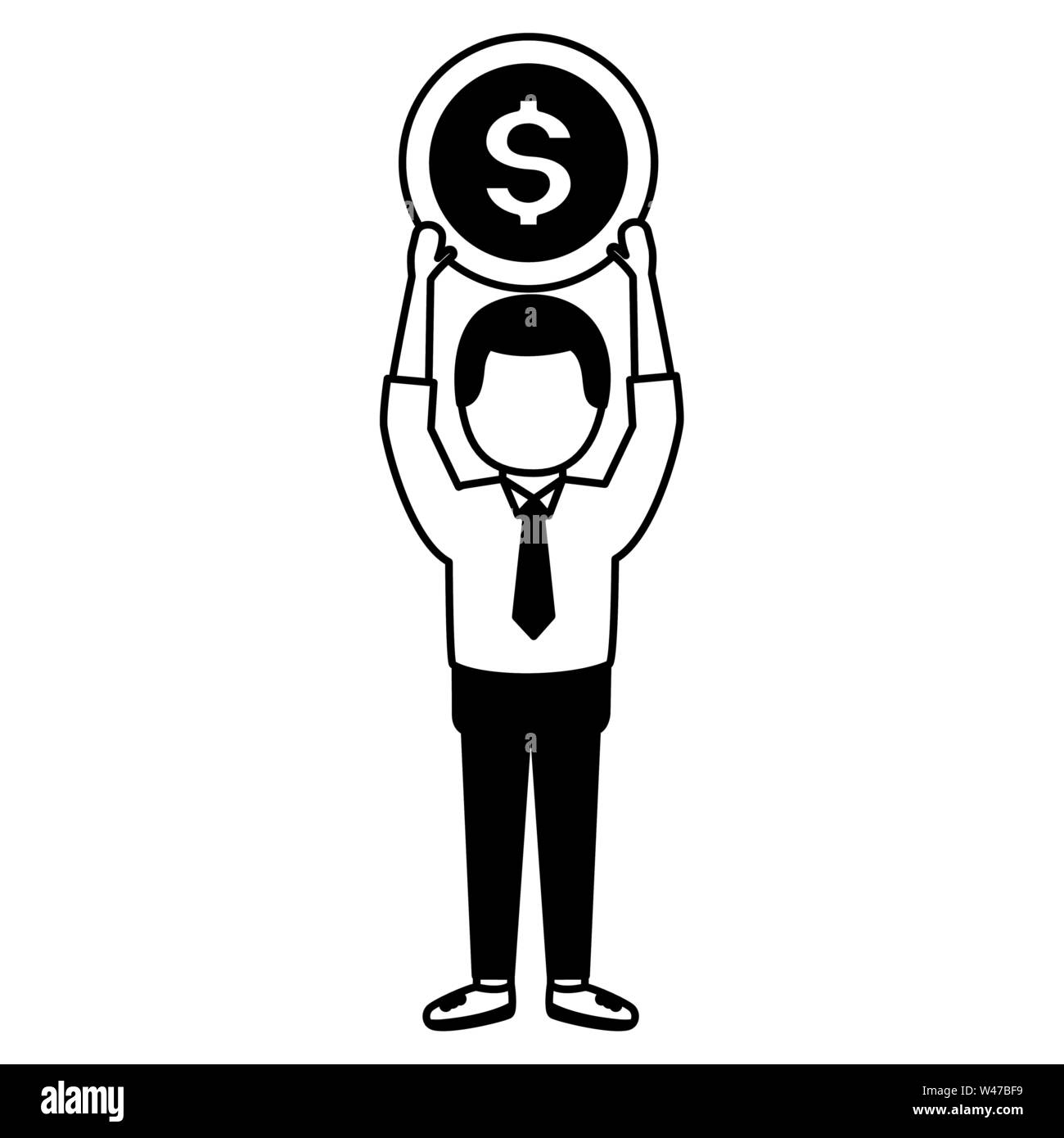 elegant young businessman lifting coin Stock Vector Image & Art - Alamy