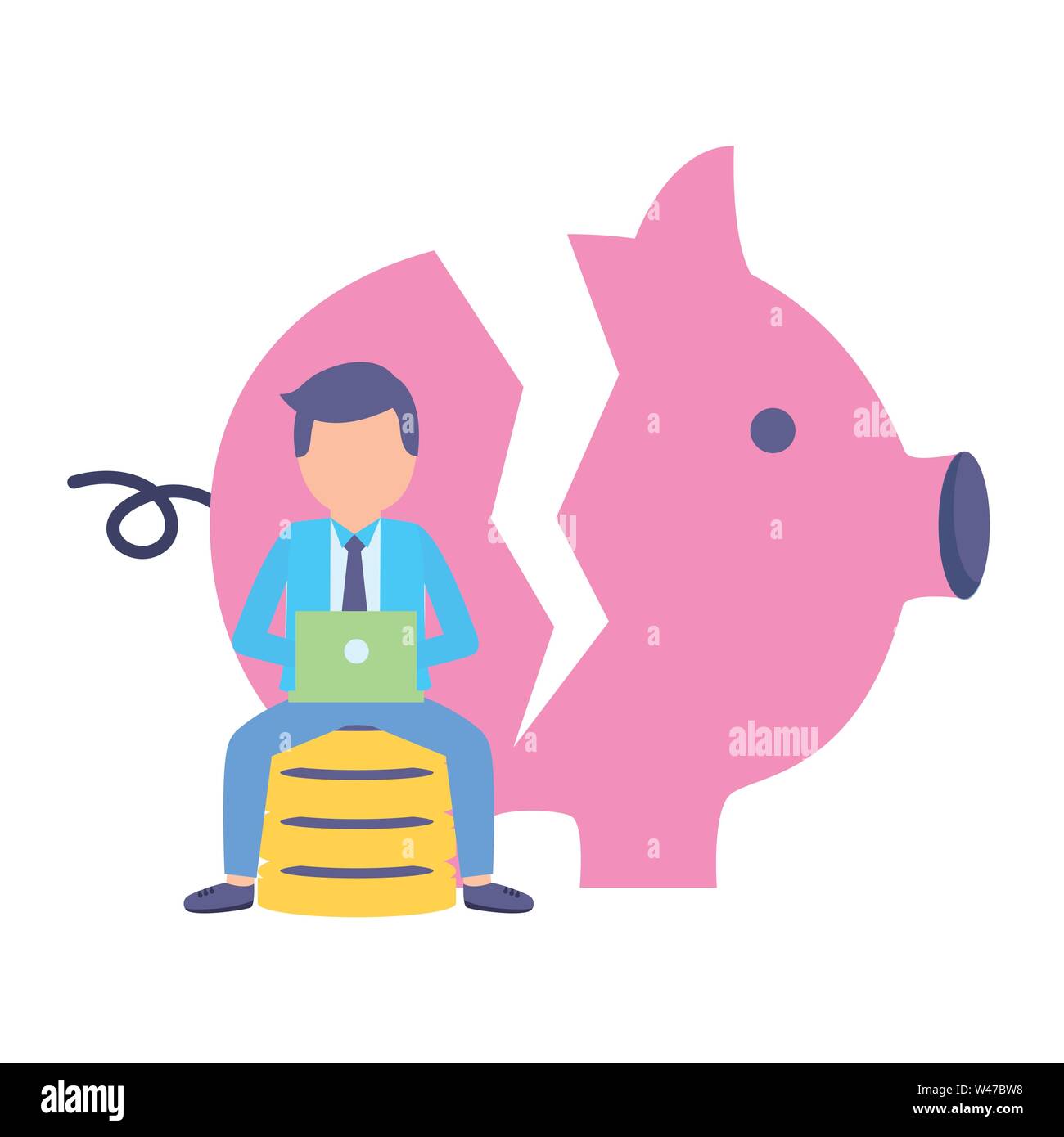 elegant young businessman with piggy savings Stock Vector Image & Art ...